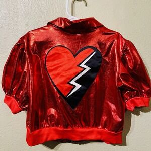 The Rise Of Red Heart Jacket Metallic Red Cropped Costume Euro Size 140/ Us XS/S